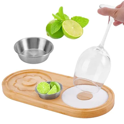 3-in-1 Margarita Rim-Set mit Bambus-Tablett, 33 cm