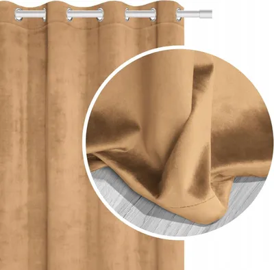 Zdjęcie produktu dla Zasłona SOFT Velvet Musztardowa 140x250 cm - Designerskie Zaciemniające Kółka