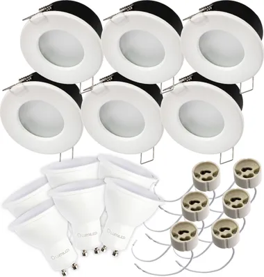Obrázek produktu pro LUMILED vestavné bodové svítidlo LED bodové svítidlo koupelna 6x vestavné bodové svítidlo vestavné svítidlo bílé kulaté hliníkové IP44 včetně 6W žárovky GU10 teplá bílá 3000K 120°