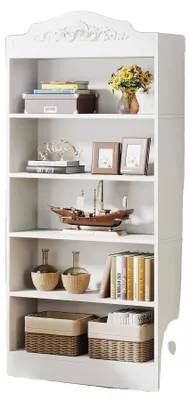 Produktbild von Bücherregal, 5-stöckiges Design, moderner Stil, Weiß