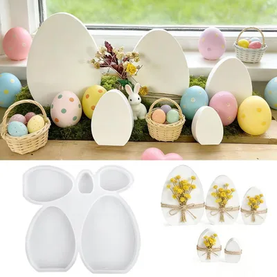 Immagine prodotto di Stampo in silicone per uova di Pasqua, stampo per candele, gesso, set da 5 pezzi