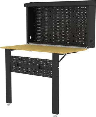 Produktbild von Klapbare Werkbank für Wandbefestigung 120 x 66 cm, Metall, Schwarz