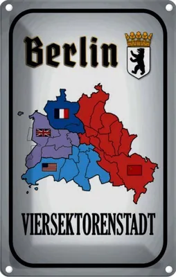 Produktbild von vianmo Blechschild 18x12 cm Berlin Viersektorenstadt Abenteuer Reisen Straße Stadt Urlaub
