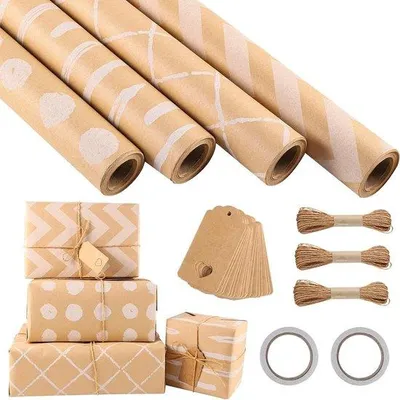 Zdjęcie produktu dla Papier do pakowania prezentów, 4 rolki, 43 x 300 cm, papier pakowy