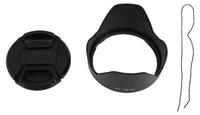 Immagine prodotto di Set di copriobiettivo e paraluce per fotocamera, compatibile con l'obiettivo F/2,8–4 R LM OIS ABS 18–55 mm con copertura da 58 mm