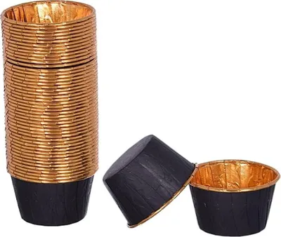 Obrázek produktu pro Černé a zlaté šálky 50x40 mm / 50 ks
