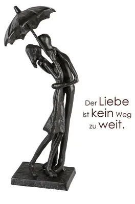 Productafbeelding van Gilde sculptuur, set van twee, "Paraplu", ontwerp met een paraplu, ijzer, bruin, set van 2, lengte 7 cm, breedte 10 cm, hoogte 21 cm. Artikelnummer: 74909, EAN: 4001250749097