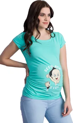 Immagine prodotto di Maglietta premaman manica corta Best Mom Ever – abbigliamento premaman donna, 95% cotone, turchese, taglia L