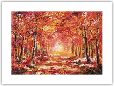 Produktbild von Poster - Poster ohne Rahmen - Herbst Wald Rot - 40x30 cm - Wand Bild - Wanddeko - Wandbilder - Kunstposter - Wandposter - Bilder - Kunstdruck - Wanddekoration - Wandbild - P2XAA40x30-4238