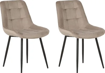 Produktbild von BELIANI Esszimmerstuhl 2er Set Taupe Samtstoff mit Schwarzen Metallbeinen Retro Design Polsterstuhl Ohne Armlehnen Wohnzimmer Esszimmer Ausstattung