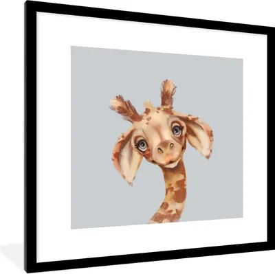 Produktbild von MuchoWow® Gerahmtes Poster Giraffe - Dschungel - Tier 40x40 cm - Poster mit Schwarzem Bilderrahmen Wandposter Rahmen Foto Bilder - Poster - Plakat im Rahmen