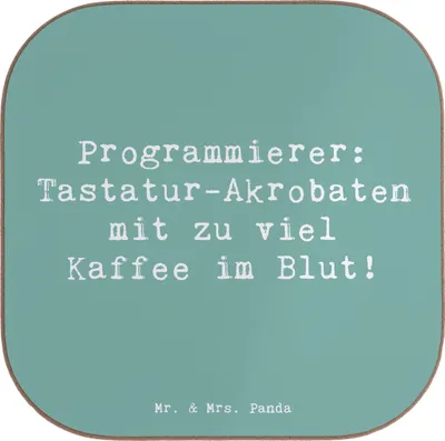 Produktbild von Mr. & Mrs. Panda Untersetzer für Gläser Spruch Programmierer Kaffeeheld - Meeresbrise - Geschenk, bieruntersetzer, Holzuntersetzer, Akrobat, gläseruntersetzer, IT-Berufe