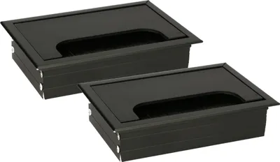 Immagine prodotto di KOTARBAU® Set di 2 passacavi in alluminio 120x80mm per mobili Uscita cavo nera Angolare anodizzato