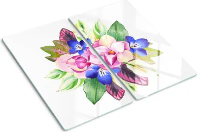 Obrázek produktu pro Kryt varné desky – Kryt na indukční desku – Ochranná skleněná deska – 2x30x52 cm– Skleněné ochranné desky na sporák –Tvrzené sklo –Kytice květin