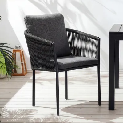 Produktbild von riess-ambiente Stapelbarer Gartenstuhl ROPE anthrazit Aluminium Gartensessel inkl. Kissen In- und Outdoor Stuhl