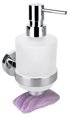 Image de Distributeur de savon + porte-savon magnétique en laiton chromé OMEGA