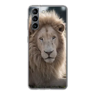 Produktbild von MuchoWow® Handyhülle Schutzhülle Hülle für Samsung Galaxy S21 Löwe - Tier - Weiß Silikon Softcase Handy Hülle - Softcase