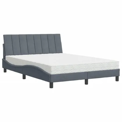 Produktbild von Bett mit Matratze "Hanko" Dunkelgrau 120x200 cm Samt