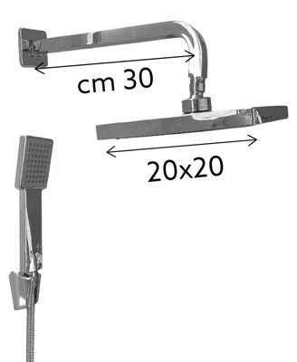 Produktbild von Duschset eckig komplett Messing verchromt