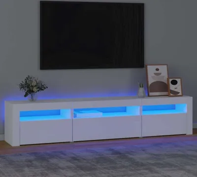 Produktbild von TV-Schrank - TV-Lowboard - mit LED-Leuchten - Weiß 195x35x40 cm - TV-Regal CC9106