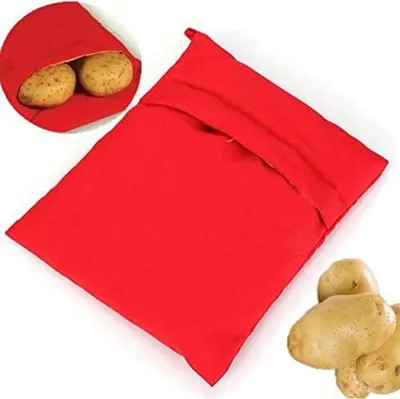 Produktbild von 2 Stück Kartoffel Express Kartoffel Tasche Backen Tool Kartoffel Mikrowelle Beutel für Microwelle Kochtasche Tortillas Maiskolben Express Backen Werkzeug (Rot)
