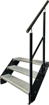 Zdjęcie produktu dla Kratownica stalowa 3 stopnie Ocynkowane i antracytowe Malowane proszkowo boki + poręcz prawa - (dł. x szer. x wys.) 63cm x 100cm x 57cm
