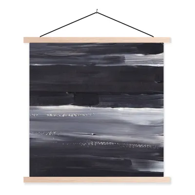 Produktbild von MuchoWow® Textilposter Farbe - Abstrakt - Schwarz 60x60 cm mit holzfarbenen Rahmen - Wanddekoration