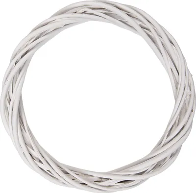 Productafbeelding van Kerstkrans van wit riet, Clayre & Eef, diameter 30 cm, hoogte 4 cm