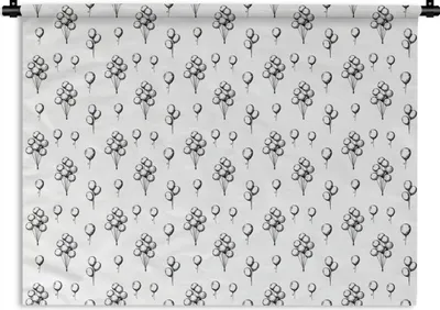 Produktbild von MuchoWow® Wandteppich Wandbehang Ballon - Muster - Schwarz und Weiß 150x112.50 cm Tapisserie Dekoration Wandtuch - Wanddecke - Wandteppiche