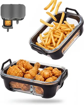 Produktbild von Elzusha – Backform für Heißluftfritteuse mit Trenneinsatz, 21 x 16 x 7 cm