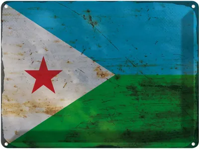 Produktbild von vianmo Blechschild 30x40 cm Dschibuti Djibouti Flagge Fahne Wappen