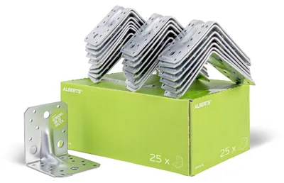 Produktbild von Alberts Schwerlast-Winkelverbinder mit Sicke | Handwerkerpack | sendzimirverzinkt | 105 x 105 x 90 mm | 25er Set ( 25 x 334598 )
