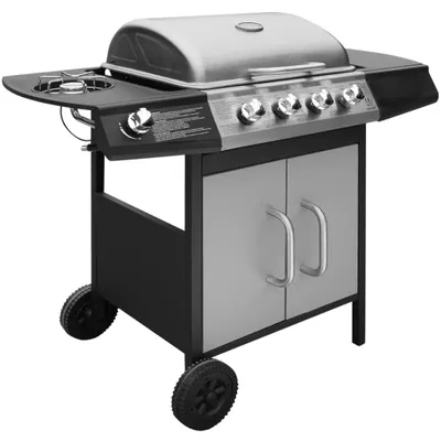 Produktbild von vidaXL Gasgrill 4+1 Flammen Schwarz und Silbern
