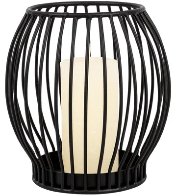 Produktbild von Schwarzer Kerzenständer - Großes Windlicht für Kerzen - Laterne Wohnzimmer Deko - Metall Kerzen Deko - 14,5 x 15 cm
