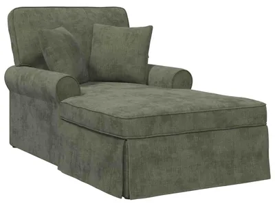 Image de vidaXL Chaise longue avec jupe et coussins, vert, 157 x 91 x 91 cm, ARES