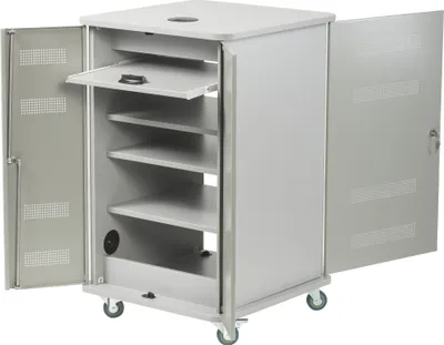Produktbild von Nobo Multi-Media Cabinet, Multimedia-Wagen, Grau, Silber, Laptop, 4 Regale, 570 x 600 x 950 mm