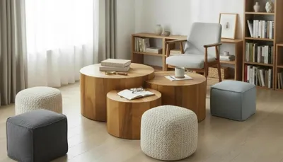 Obrázek produktu pro Moderní kulaté konferenční stolky do obývacího pokoje, vyrobené z dřeva, elegantní, pohodlné a stylové