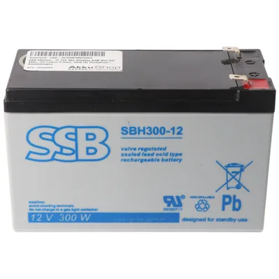 Zdjęcie produktu dla SSB SBH300-12 12V 9Ah akumulator ołowiowy AGM akumulator ołowiowo-żelowy, z Faston 6.3mm, idealny do zastosowań wysokoprądowych