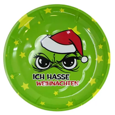 Produktbild von 4 x Gebäckteller - Dekoteller "Festtags-Muffel" aus Metall Ø 26 cm - Anti Weihnacht Plätzchenteller aus Metall - Freche Dekoteller Anti Weihnachten