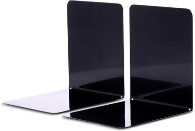 Produktbild von stabile, schwarze Buchstützen aus Metall, 14 x 12 x 14 cm, für Regale und Schreibtische
