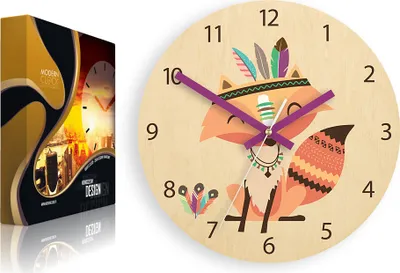 Produktbild von ModernClock, wanduhr, Silent Wanduhr, Wanduhr für Kinder Fuchs 30cm