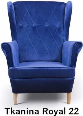 Image de QLA Möbel Fauteuil à oreilles bleu avec motif en losange - fauteuil de télévision élégant et meuble polyvalent pour chaque pièce