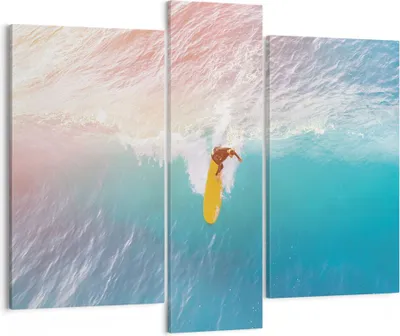 Produktbild von Bild auf Leinwand - Leinwandbild - 3 Teile - Surfen Welle Licht - 95x80cm - Wand Bild - Wanddeko - Wandbilder - Leinwanddruck - Bilder - Wanddekoration - Leinwand bilder - Wandbild - CB95x80-4409