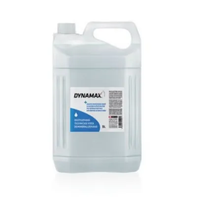 A large plastic container of DYNAMAX demineralized water.
