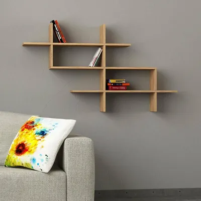 Image de Aieta - Étagère, 150x22x82h cm Chêne Marron, 3 Étagères