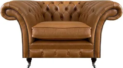 Obrázok produktu pre kožené kreslo hnedé kreslo do obývačky Chesterfield čalúnené sedadlo
