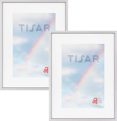 Produktbild von aFFa frames, Tisar, Bilderrahmen aus Holz, rechteckig, mit Acrylglasfront, Silber, 15x21 cm, 2er Set