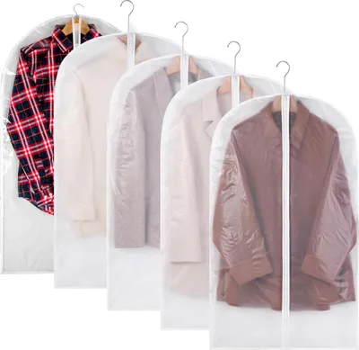 Produktbild von Set aus 5 transparenten Kleiderhüllen für lange Kleider und Mäntel, 60 x 120 cm, mit Reißverschluss