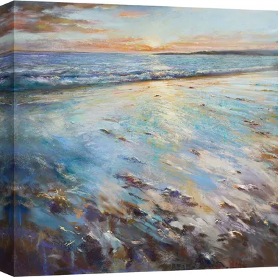 Immagine prodotto di Quadro di paesaggio su tela - Nel Whatmore - Spiaggia al tramonto - 50X50 cm