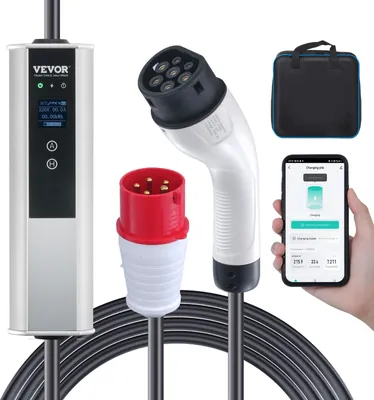 Obrázek produktu pro Nabíjecí kabel VEVOR typ 2 pro elektromobily 16A 3,68kW (jednofázový)/11kW (třífázový) Nabíječka pro elektromobily IP66 Wallbox 7,5m kabel Nabíjecí kabel 4 úrovně nastavení proudu (16A/13A/10A/8A) Nabíječka CEE 16 zástrčka